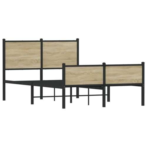 Metalni okvir kreveta bez madraca boja hrasta sonome 120x190 cm - sonoma hrast 120 x 190 cm s uzglavljem i visokim podnožjem Cijena
