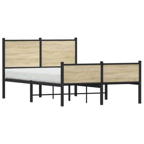 Metalni okvir kreveta bez madraca boja hrasta sonome 120x190 cm - sonoma hrast 120 x 190 cm s uzglavljem i visokim podnožjem Cijena
