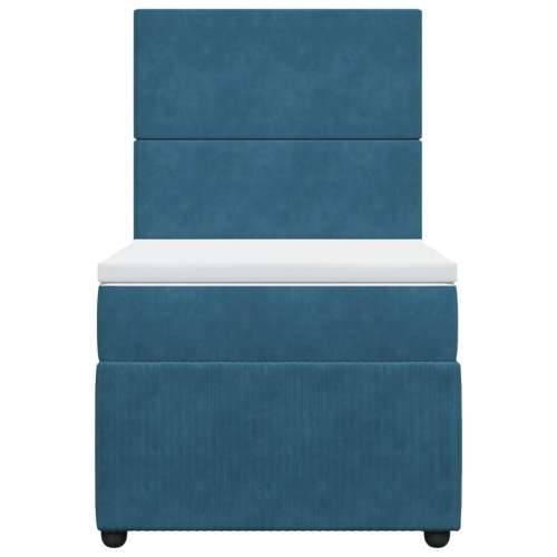 Box spring krevet s madracem tamnoplavi 100x200 cm baršunasti - Plava 100 x 200 cm Gladak dizajn Cijena