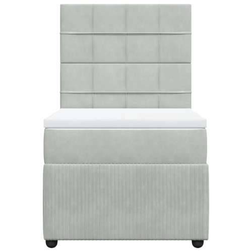 Box spring krevet s madracem svjetlosivi 100x200 cm baršunasti - Svjetlosiva 100 x 200 cm Blok s kvadratima Cijena