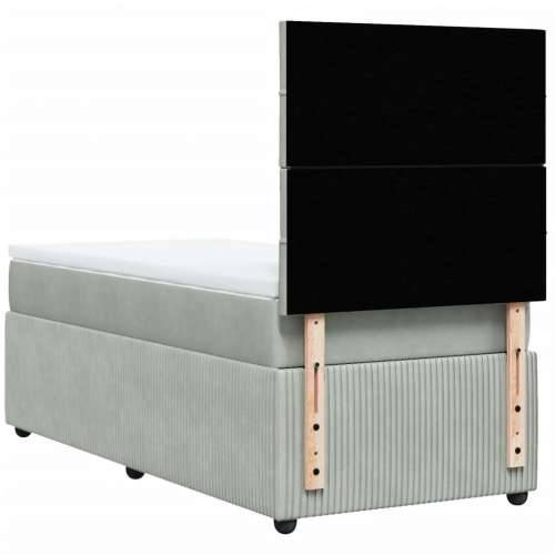 Box spring krevet s madracem svjetlosivi 100x200 cm baršunasti - Svjetlosiva 100 x 200 cm Blok s kvadratima Cijena