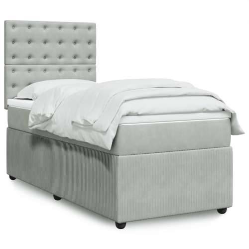 Box spring krevet s madracem svjetlosivi 100x200 cm baršunasti - Svjetlosiva 100 x 200 cm gumbi Cijena