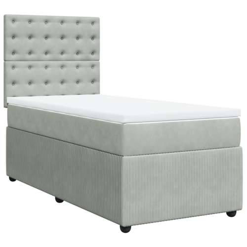 Box spring krevet s madracem svjetlosivi 100x200 cm baršunasti - Svjetlosiva 100 x 200 cm gumbi Cijena