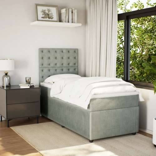 Box spring krevet s madracem svjetlosivi 100x200 cm baršunasti - Svjetlosiva 100 x 200 cm gumbi Cijena