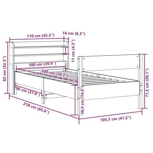 Okvir kreveta bez madraca 100x200 cm konstruirano drvo Prirodna 100 x 200 cm Cijena