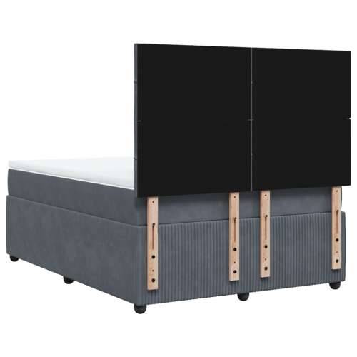 Krevet s oprugama i madracem tamnosivi 140x200 cm baršunasti - Tamno siva 140 x 200 cm Blok s kvadratima Cijena