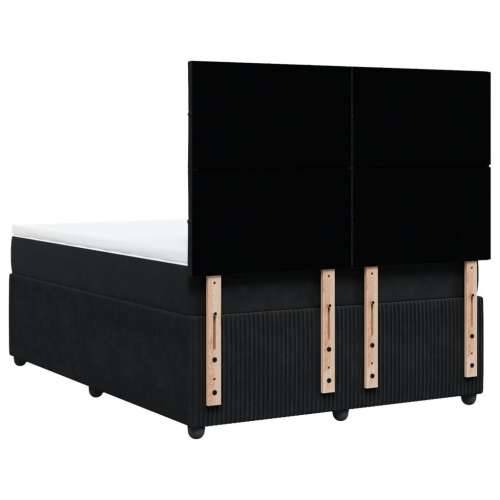 Krevet s oprugama i madracem crni 160x200 cm baršunasti - Crna 160 x 200 cm Blok s kvadratima Cijena