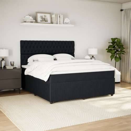 Krevet s oprugama i madracem crni 180x200 cm baršunasti - Crna 180 x 200 cm Dizajn s gumbima Cijena