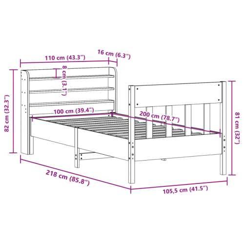 Okvir kreveta bez madraca 100x200 cm konstruirano drvo - Prirodna 100 x 200 cm Cijena