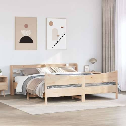 Okvir kreveta s uzglavljem 200 x 200 cm od masivne borovine - Prirodna 200 x 200 cm Cijena