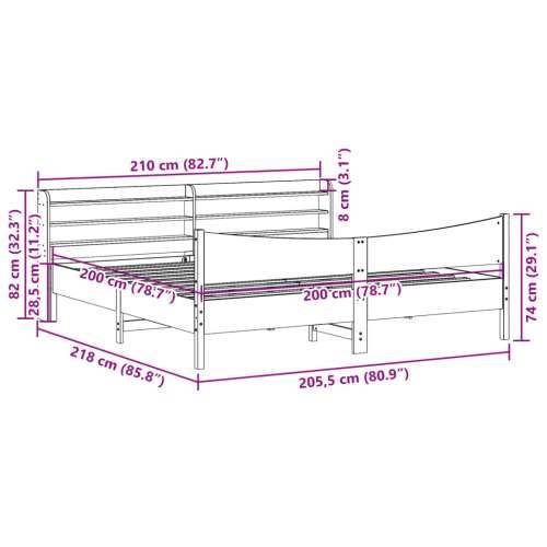 Okvir kreveta s uzglavljem 200 x 200 cm od masivne borovine - Prirodna 200 x 200 cm Cijena