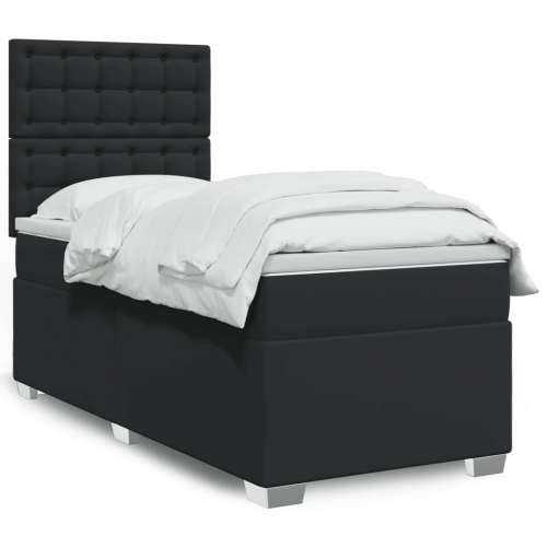 Krevet box spring s madracem crni za jednu osobu umjetna koža - jedna veličina gumbi Cijena