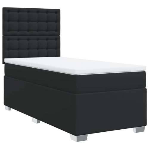 Krevet box spring s madracem crni za jednu osobu umjetna koža - jedna veličina gumbi Cijena