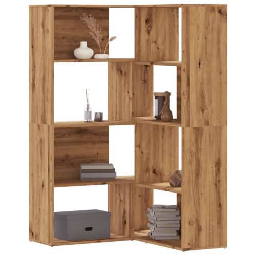 Kutni regal z knjige 4 razine artisian hrast 85x85x140cm drveni - Boja hrasta 1 Cijena