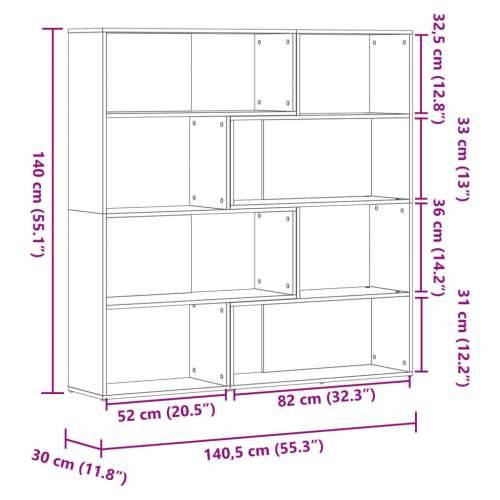 Kutni regal z knjige 4 razine artisian hrast 85x85x140cm drveni - Boja hrasta 1 Cijena