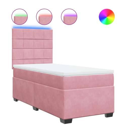 Box spring krevet s madracem ružičasti 80 x 200 cm baršunasti - Ružičasta 80 x 200 cm Blok s kvadratima Cijena