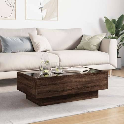 Stolić za kavu LED boja hrasta 90x50x30 cm konstruirano drvo - Smeđi hrast 90 x 50 x 30 cm 1 Cijena