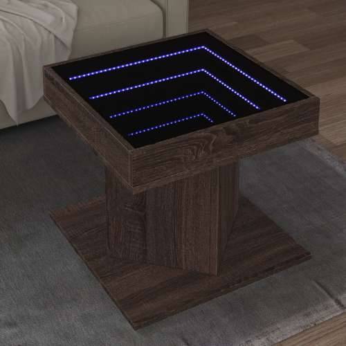Stolić za kavu LED smeđa boja hrasta 50x50x45 cm drveni - Smeđi hrast 1 Cijena