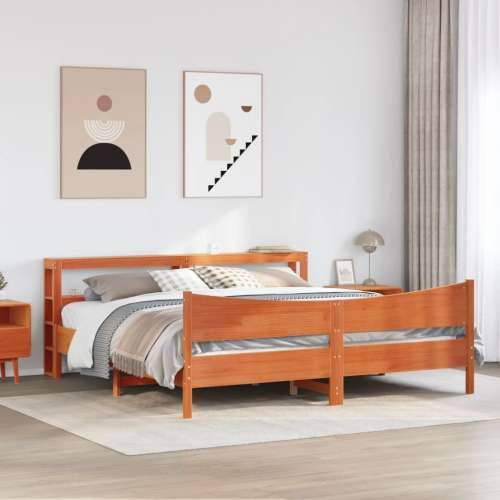 Okvir kreveta s uzglavljem voštano smeđi 200x200 cm od borovine - Voštano smeđa 200 x 200 cm Cijena