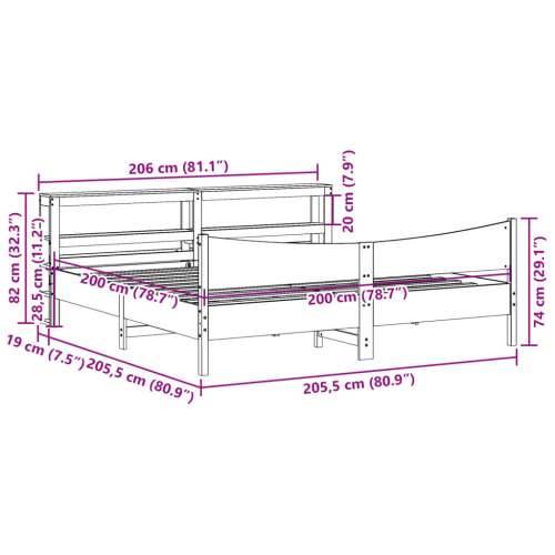 Okvir kreveta s uzglavljem voštano smeđi 200x200 cm od borovine - Voštano smeđa 200 x 200 cm Cijena