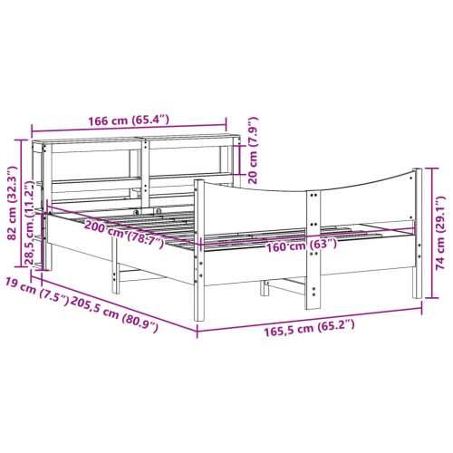 Okvir kreveta s uzglavljem bijeli 160 x 200 cm masivna borovina - Bijela 160 x 200 cm Cijena