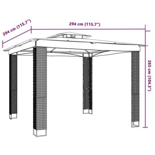 Sjenica s dvostrukim krovom antracit 2,94 x 2,94 čelična - Antracit 2.94 x 2.94 m 1 Cijena