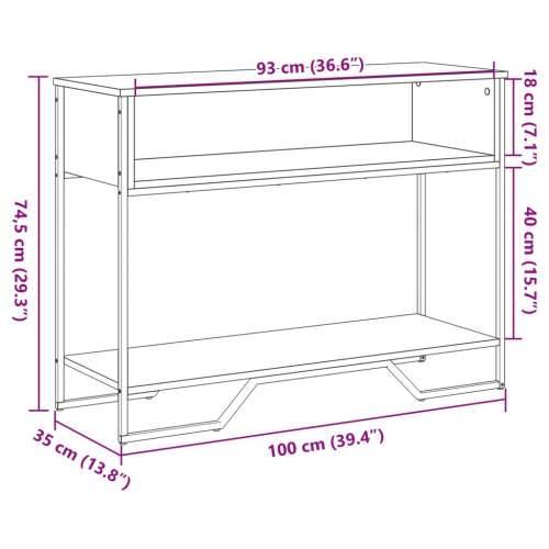 Konzolni stol boja hrasta 100 x 35 x 74,5 cm konstruirano drvo - Dimljeni hrast 1 Cijena