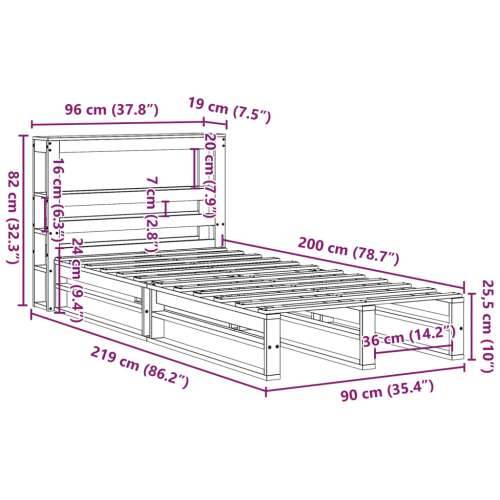 Okvir kreveta bez madraca 90 x 200 cm od masivne borovine - Prirodna 90 x 200 cm Cijena