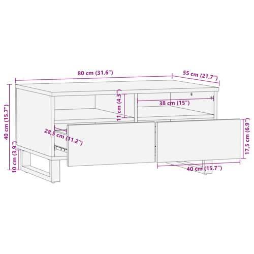 Stolić za kavu 80x55x40 cm od masivnog grubog drva manga - Prirodna 1 Grubo masivno drvo manga Cijena