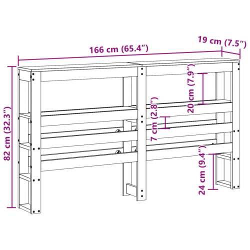 Uzglavlje s policama 160 cm od masive borovine - Prirodna 166 x 19 x 82 cm 1 Cijena
