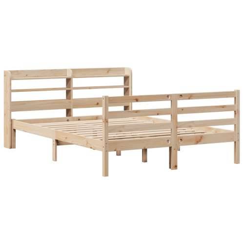 Okvir za krevet s uzglavljem 150 x 200 cm borovina - Prirodna 150 x 200 cm Cijena