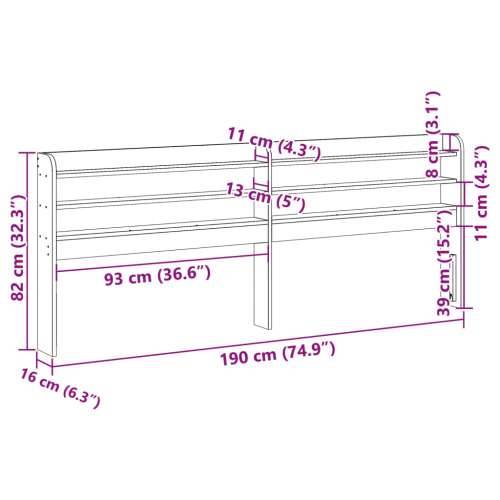 Uzglavlje s policama 180 cm od masive borovine - Prirodna 190 x 16 x 82 cm 1 Cijena