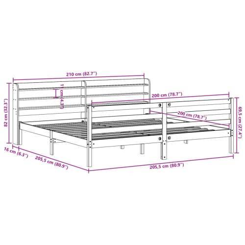 Okvir kreveta s uzglavljem 200 x 200 cm od masivne borovine - Prirodna 200 x 200 cm Cijena