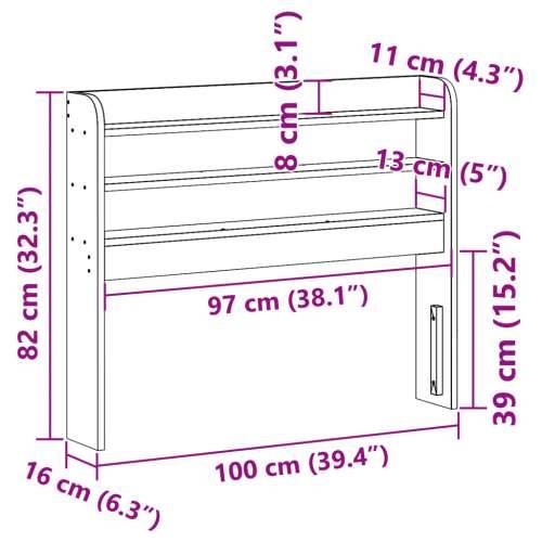 Uzglavlje s policama 90 cm od masive borovine - Prirodna 100 x 16 x 82 cm 1 Cijena