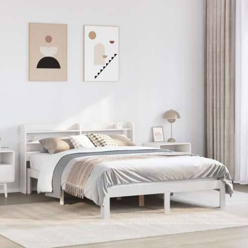 Okvir kreveta s uzglavljem bijeli 120 x 190 cm od borovine - Bijela 120 x 190 cm Cijena