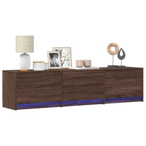 TV ormarić s LED svjetlima boja hrasta 165 x 34 x 40 cm drveni - Smeđi hrast 1 165 cm Cijena