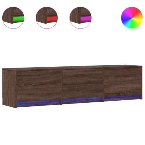 TV ormarić s LED svjetlima boja hrasta 165 x 34 x 40 cm drveni - Smeđi hrast 1 165 cm Cijena