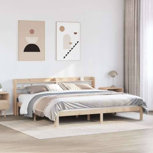 Okvir kreveta s uzglavljem 180 x 200 cm masivna borovina - Prirodna 180 x 200 cm Cijena