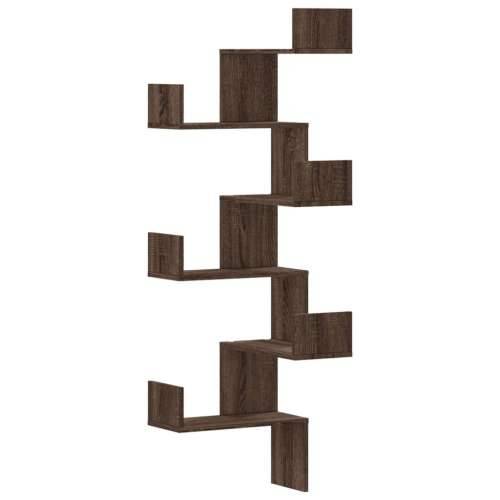 Kutna zidna polica smeđa boja hrasta 45x45x147 cm drvena - Smeđi hrast 1 Cijena