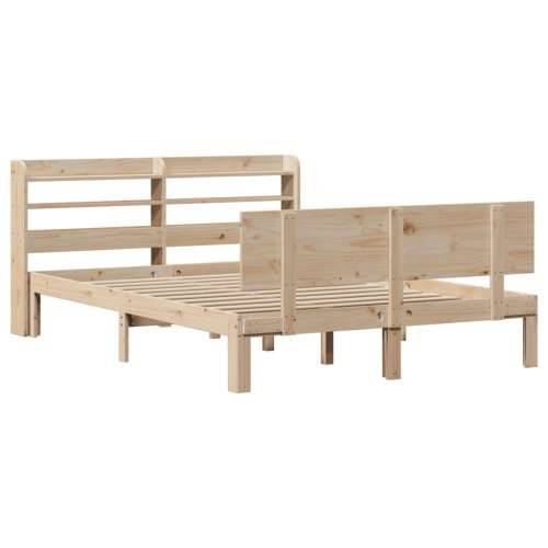 Okvir za krevet s uzglavljem 160 x 200 cm od masivne borovine - Prirodna 160 x 200 cm Cijena