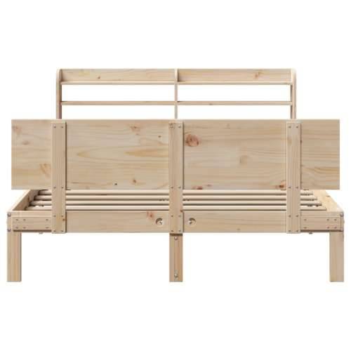 Okvir za krevet s uzglavljem 160 x 200 cm od masivne borovine - Prirodna 160 x 200 cm Cijena