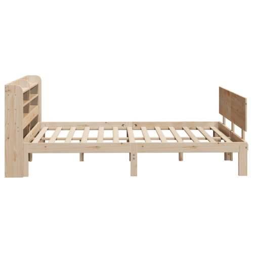 Okvir za krevet s uzglavljem 160 x 200 cm od masivne borovine - Prirodna 160 x 200 cm Cijena