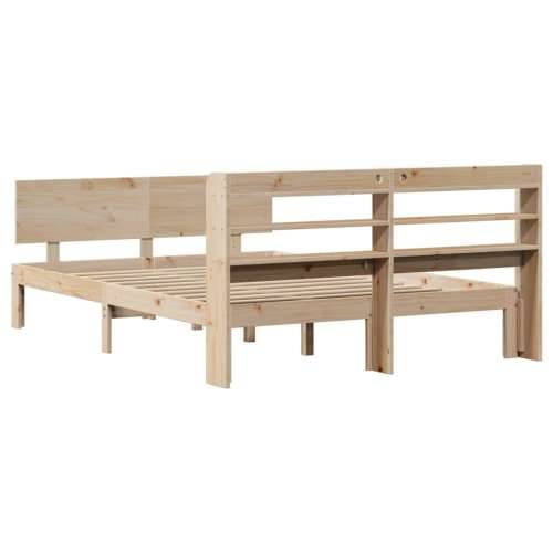 Okvir za krevet s uzglavljem 160 x 200 cm od masivne borovine - Prirodna 160 x 200 cm Cijena