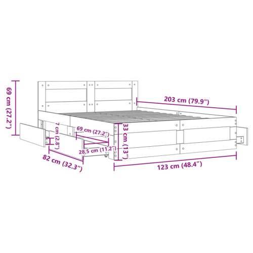 Okvir za krevet s uzglavljem boja hrasta 120x200 cm drveni - Sivi hrast sonoma 120 x 200 cm Cijena