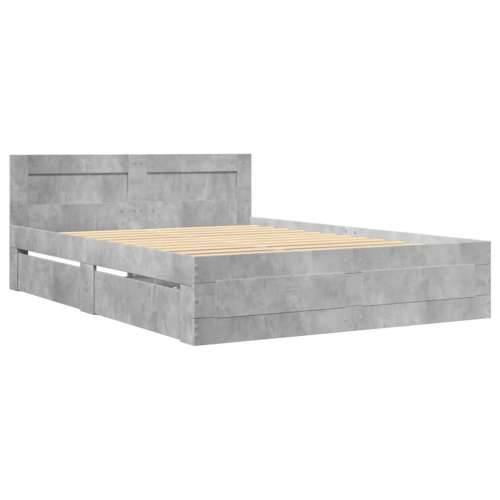 Okvir kreveta s uzglavljem siva boja betona 120x190 cm drveni - Beton siva 120 x 190 cm Cijena