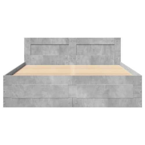 Okvir kreveta s uzglavljem siva boja betona 120x190 cm drveni - Beton siva 120 x 190 cm Cijena
