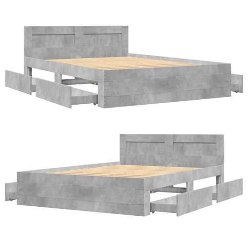 Okvir kreveta s uzglavljem siva boja betona 120x190 cm drveni - Beton siva 120 x 190 cm Cijena