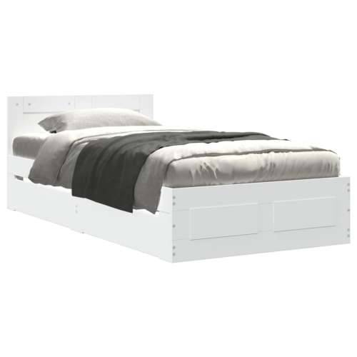 Okvir za krevet s uzglavljem bijeli 75x190 cm konstruirano drvo - Bijela 75 x 190 cm Cijena