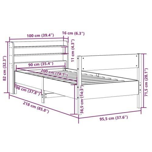 Okvir kreveta bez madraca 90 x 200 cm od masivne borovine Prirodna 90 x 200 cm Cijena