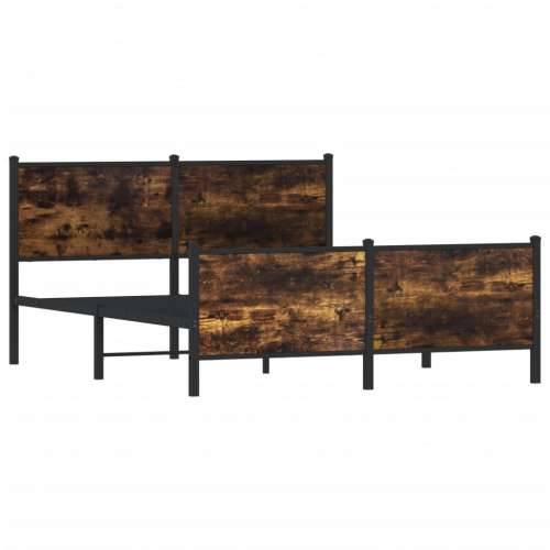 Metalni okvir kreveta bez madraca boja hrasta 150x200 cm - Dimljeni hrast 150 x 200 cm s uzglavljem i podnožjem Cijena